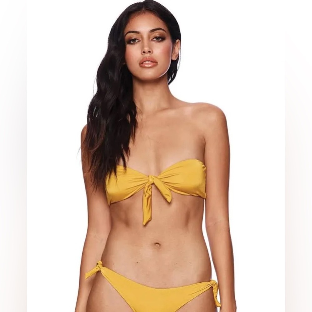 Beach Bunny Swimwear- Layla Bandeau - Bikini Top - Gold Mustard - Medium - New